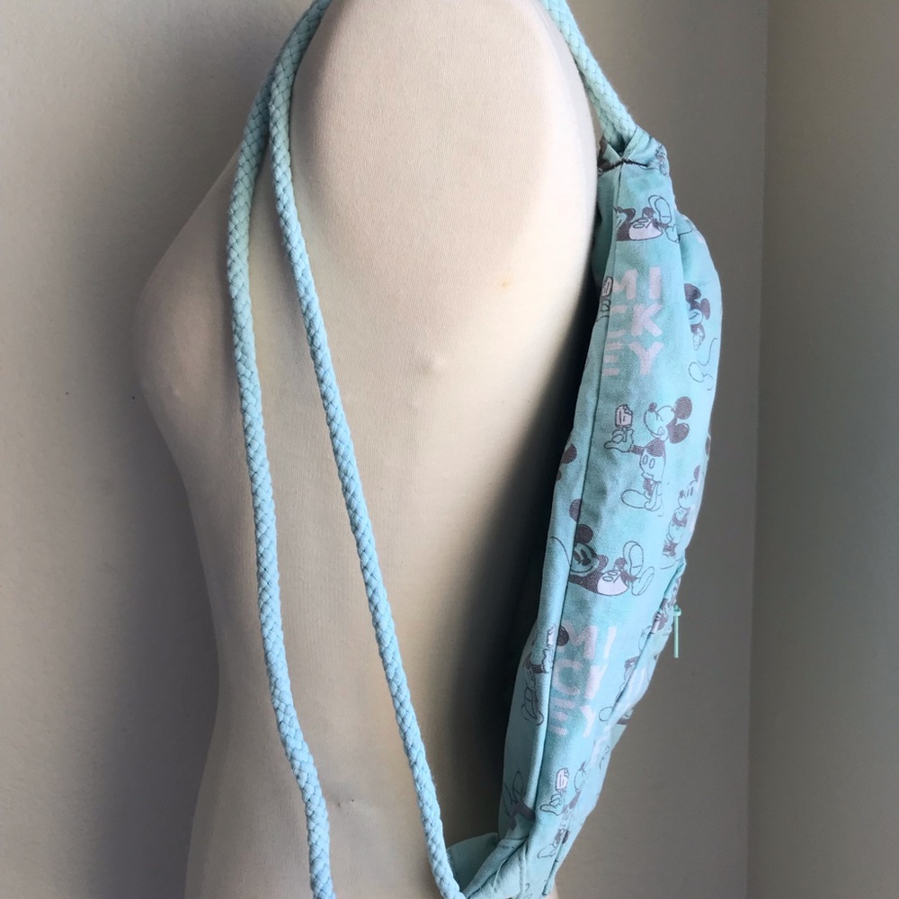 Disney Mickey Mouse Drawstring Backpack Aqua Blue… - image 2